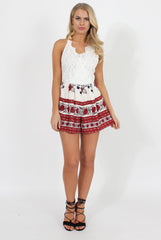 White V Front Crochet Playsuit - Reese
