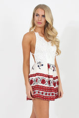 White V Front Crochet Playsuit - Reese