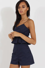 Navy Frill Layer Playsuit - Remi