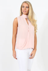 Pink High Neck Cross Over Top - Remy