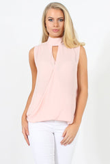 Pink High Neck Cross Over Top - Remy