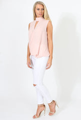 Pink High Neck Cross Over Top - Remy