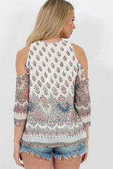 Print Cold Shoulder Top - Remmie