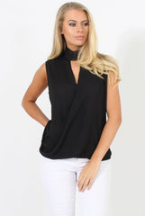 Black High Neck Cross Over Top - Remy