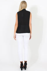 Black High Neck Cross Over Top - Remy