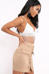 White Crochet Bralet with Tassel Hem - Renee