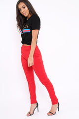 Red Tapered Leg Trousers - Rennie