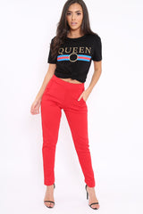 Red Tapered Leg Trousers - Rennie