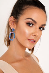 Multi Resin Drop Oval Earrings - Oceana