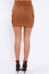 Mocha Suedette Lace Up Skirt - Ressie
