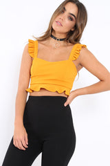 Mustard Frill Crop Top - Reta