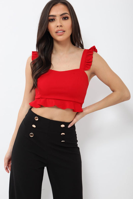 Red Frill Crop Top - Reta