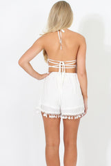 White Crochet Playsuit - Rhia
