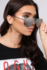 Silver Reflective Aviator Sunglasses - Rhio