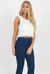 White Lace Crop Top - Rhoda