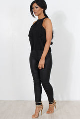 Riaa Black High Neck Top