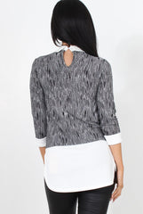 Rihan Black Panel Drooped Back Top