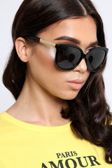 Black Gold Cage Detail Sunglasses - Riko