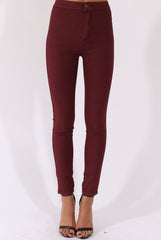 Wine High Waisted Skinny Jeans - Riley
