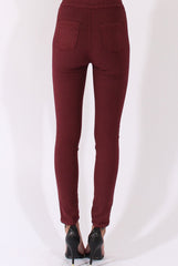 Wine High Waisted Skinny Jeans - Riley