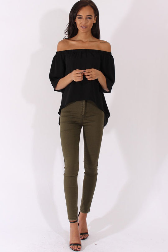 Khaki High Waisted Skinny Jeans - Riley
