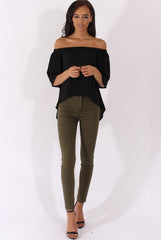 Khaki High Waisted Skinny Jeans - Riley
