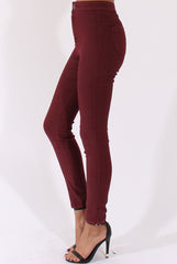 Wine High Waisted Skinny Jeans - Riley