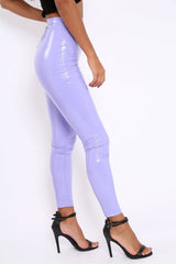 Lilac Shiny Vinyl PU Leggings - Rio