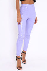 Lilac Shiny Vinyl PU Leggings - Rio