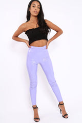 Lilac Shiny Vinyl PU Leggings - Rio
