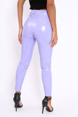 Lilac Shiny Vinyl PU Leggings - Rio