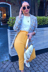 Mustard Drawstring Seam Front Tailored Joggers - Lissie