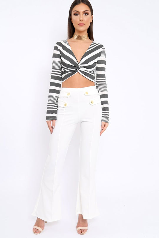 White Kick Flare Pants - Rita