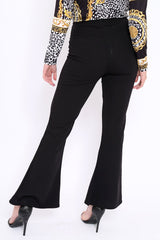Black Fitted Kick Flare Trousers - Liza