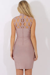 Mauve Caged Cut Out Bandage Dress - Roberta