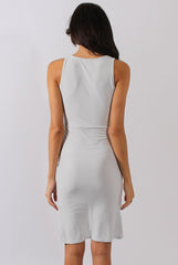 Light Grey Tie Knot Front Slinky Dress - Robin