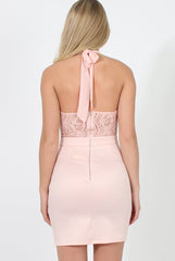 Pink Lace Halterneck Dress - Robin