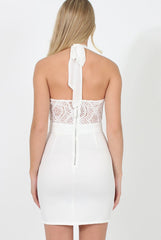 White Lace Halterneck Dress - Robin