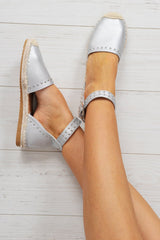 Silver Studded Espadrilles Sandals - Robin