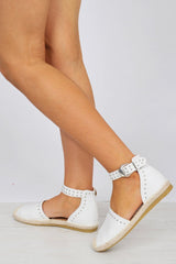 White Studded Espadrilles Sandals - Robin