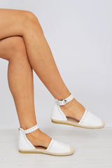 White Studded Espadrilles Sandals - Robin