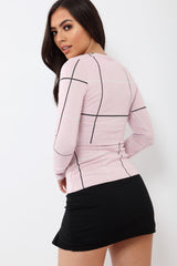 Pink Check Wrap Front Top - Robyn