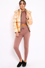 Bronze Metallic Puffer Jacket - Rochelle