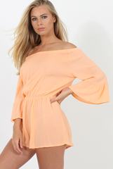 Peach Off The Shoulder Playsuit - Roma