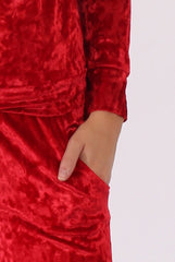 Red Crushed Velvet Tracksuit - Romy