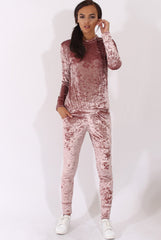 Mauve Crushed Velvet Tracksuit - Romy
