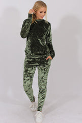 Green Crushed Velvet Tracksuit - Romy