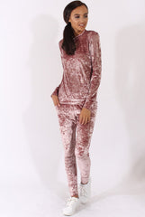 Mauve Crushed Velvet Tracksuit - Romy