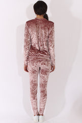 Mauve Crushed Velvet Tracksuit - Romy