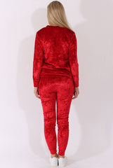 Red Crushed Velvet Tracksuit - Romy